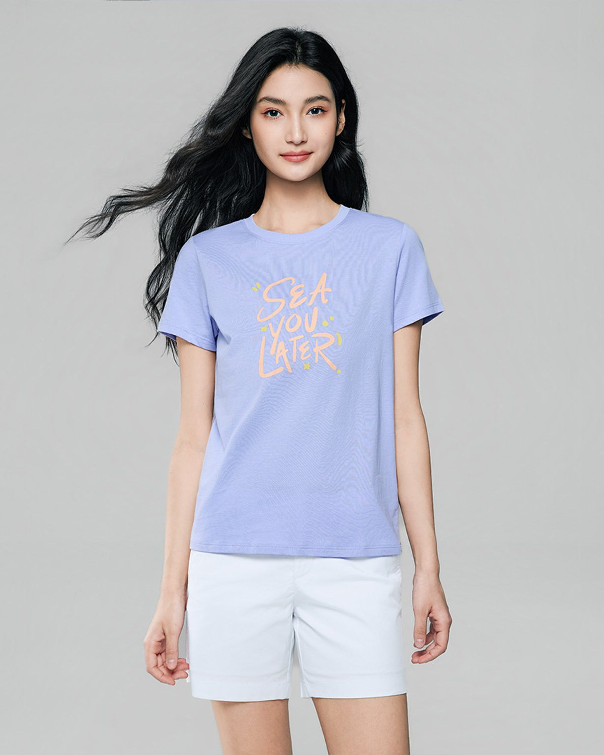 Women's Cotton Crew Neck Printed Comfort Tee - Image 2