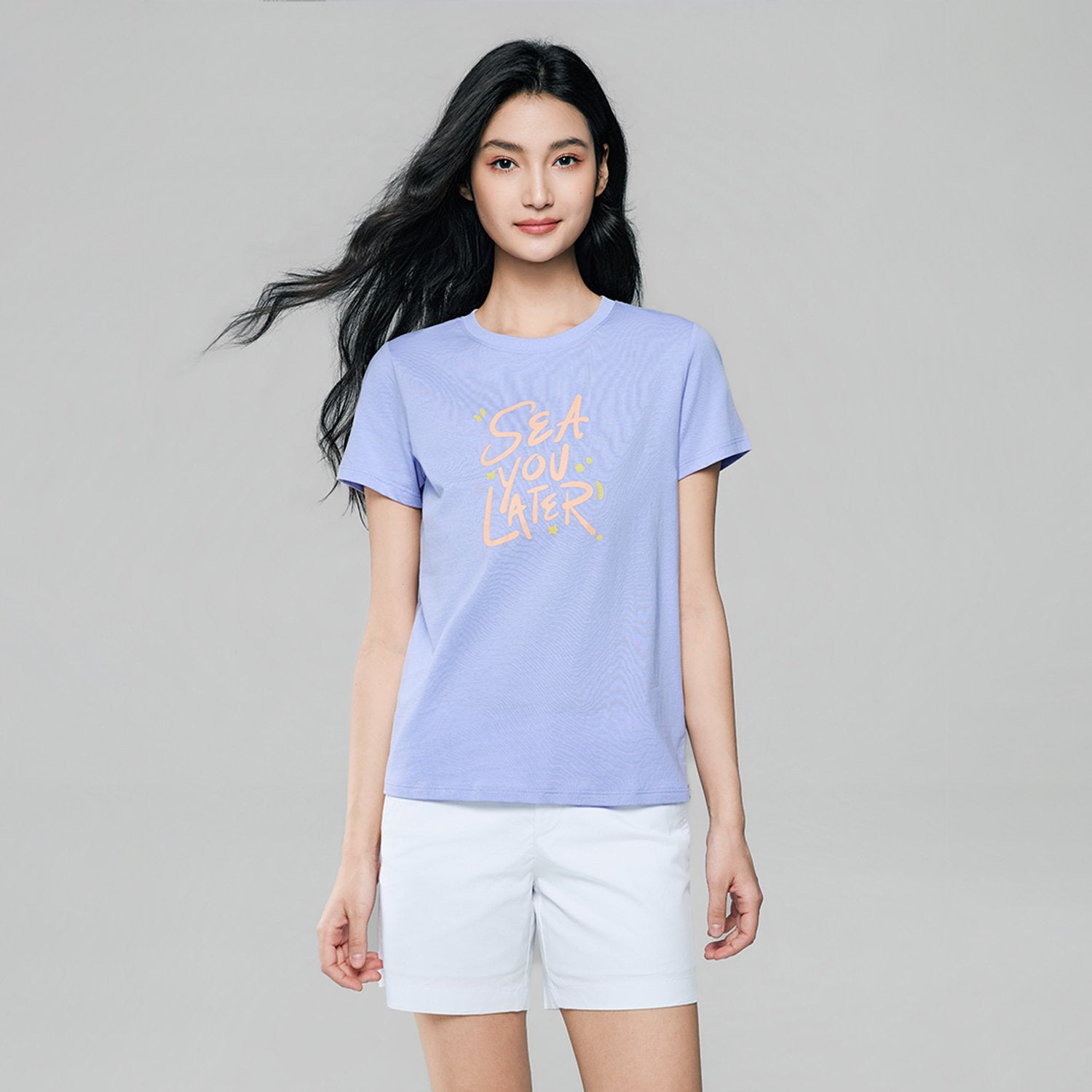 Women's Cotton Crew Neck Printed Comfort Tee - Image 2