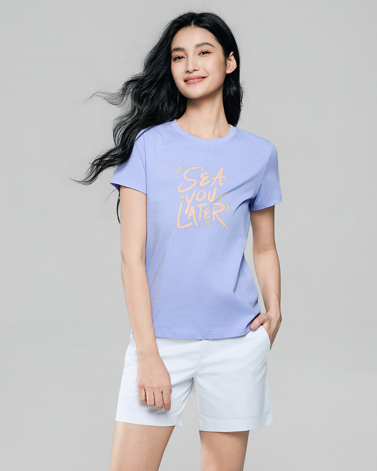 Women's Cotton Crew Neck Printed Comfort Tee - Image 3