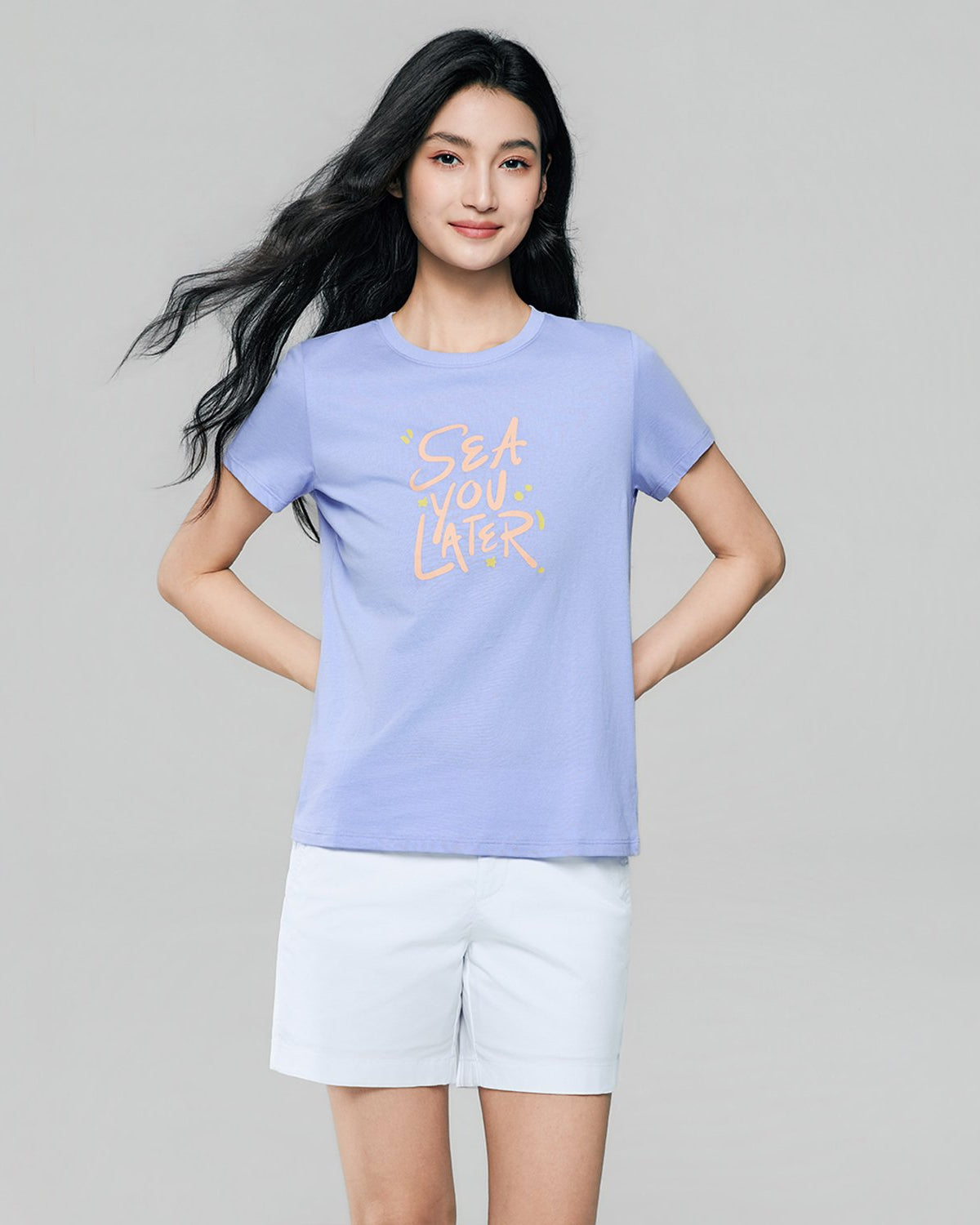 Women's Cotton Crew Neck Printed Comfort Tee - Image 4
