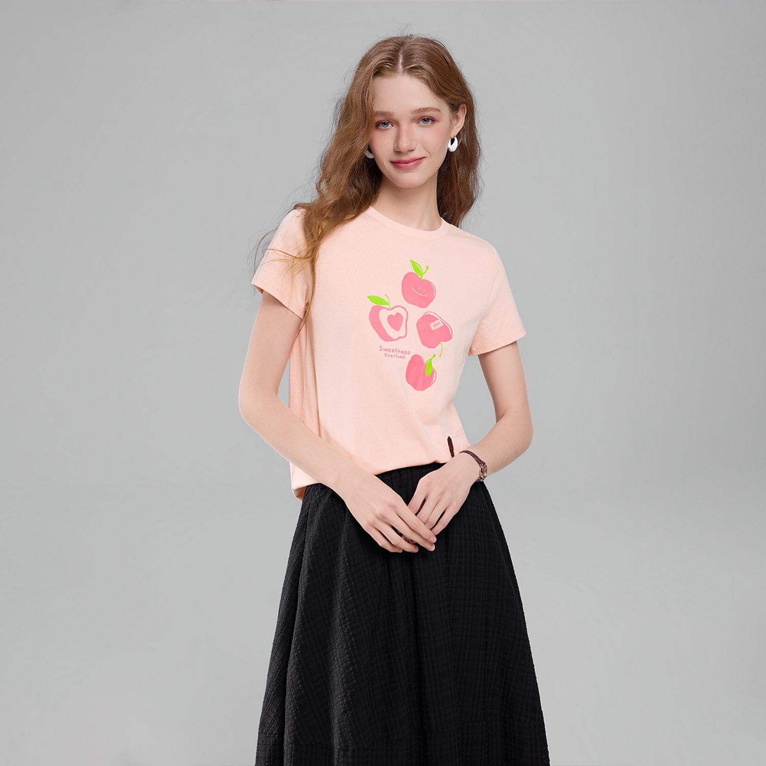 Women's Cotton Crew Neck Printed Comfort Tee - Image 3