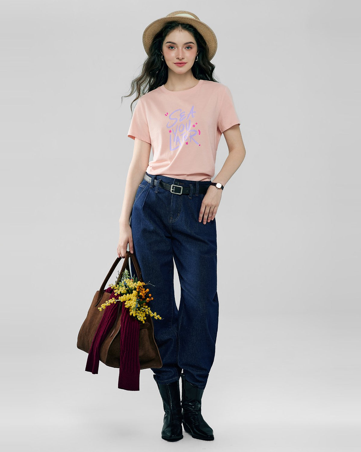 Women's Cotton Crew Neck Printed Comfort Tee - Image 1