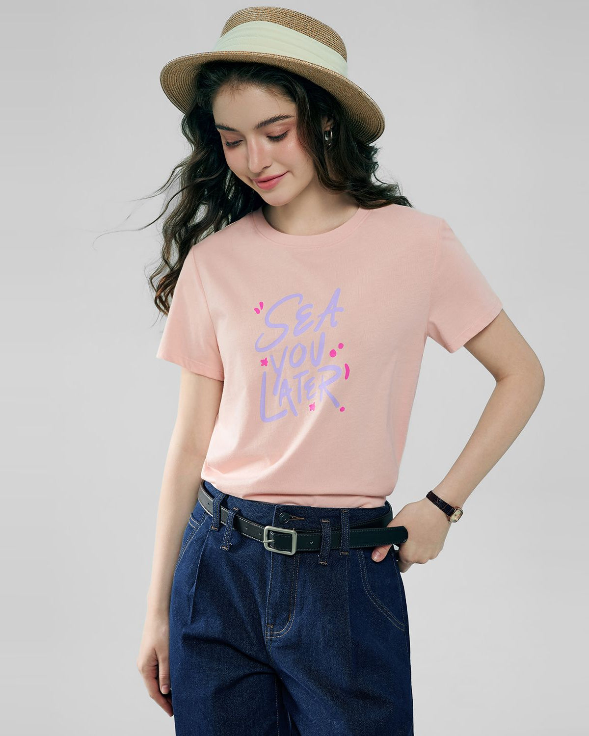 Women's Cotton Crew Neck Printed Comfort Tee - Image 2