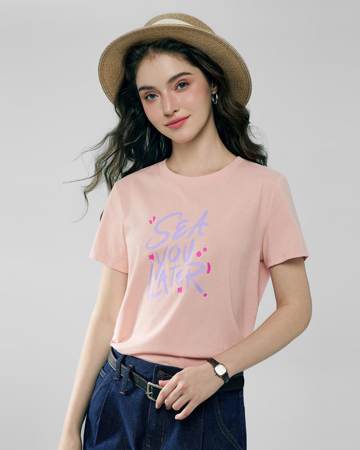 Women's Cotton Crew Neck Printed Comfort Tee - Image 3