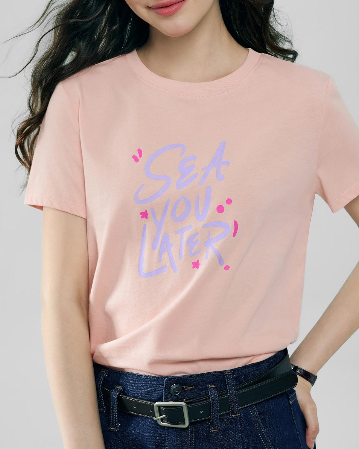 Women's Cotton Crew Neck Printed Comfort Tee - Image 5