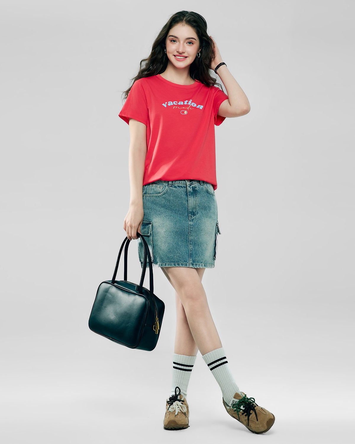 Women's Cotton Crew Neck Printed Comfort Tee - Image 1