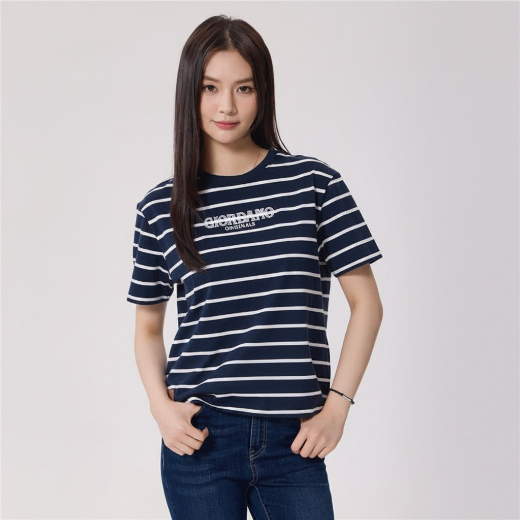 Women's Cotton Jersey Crew Neck Boyfriend Print Tee - Image 1