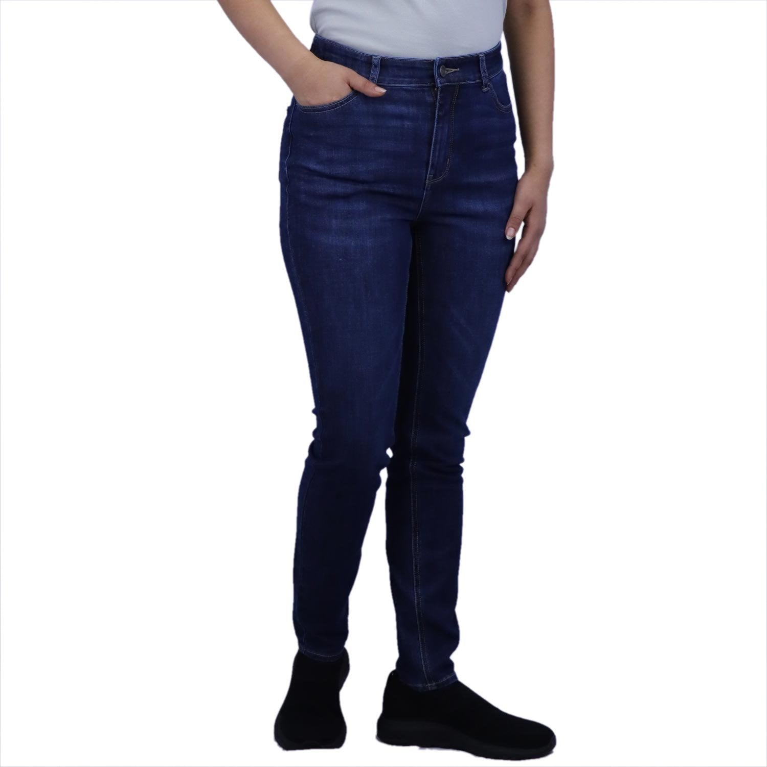 Women Denim High Waist Slim Tapered Jeans - Image 1