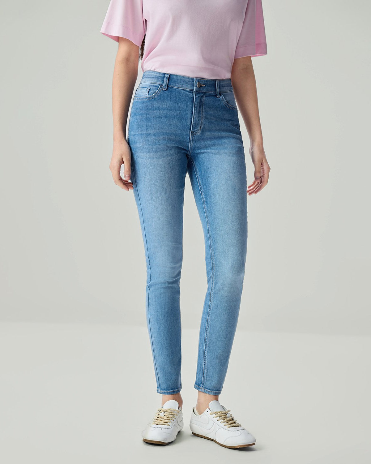 Women's Stretch Denim High Waist Slim Taper Jeans - Image 1