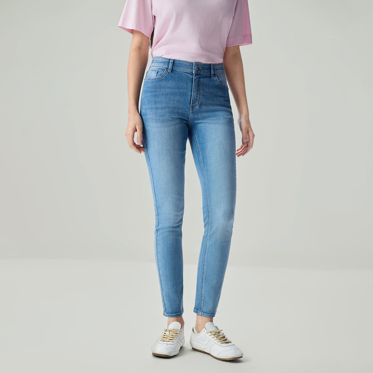 Women's Stretch Denim High Waist Slim Taper Jeans - Image 1