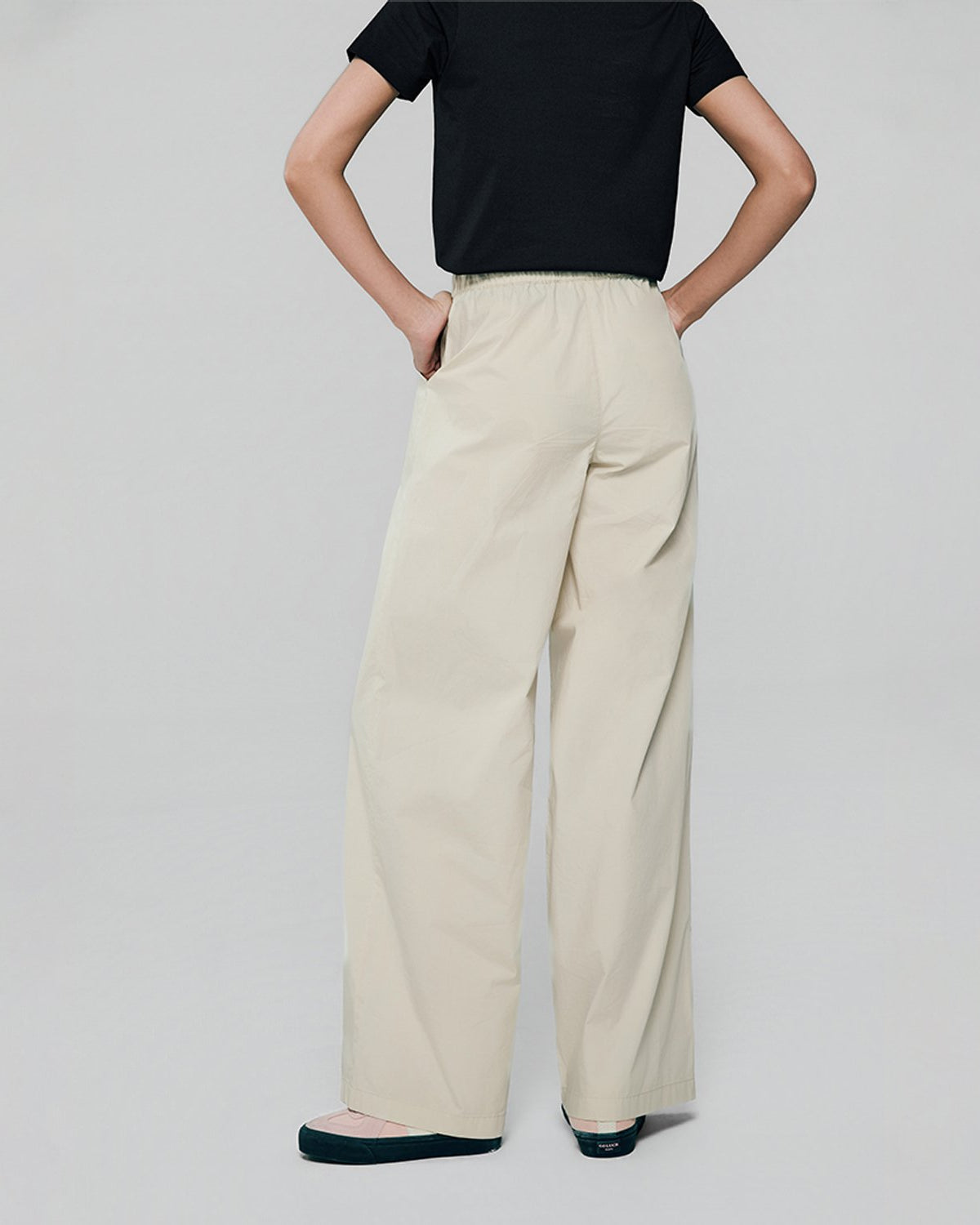 Women High Waist Wide Leg Elastic Waist Pants - Image 2
