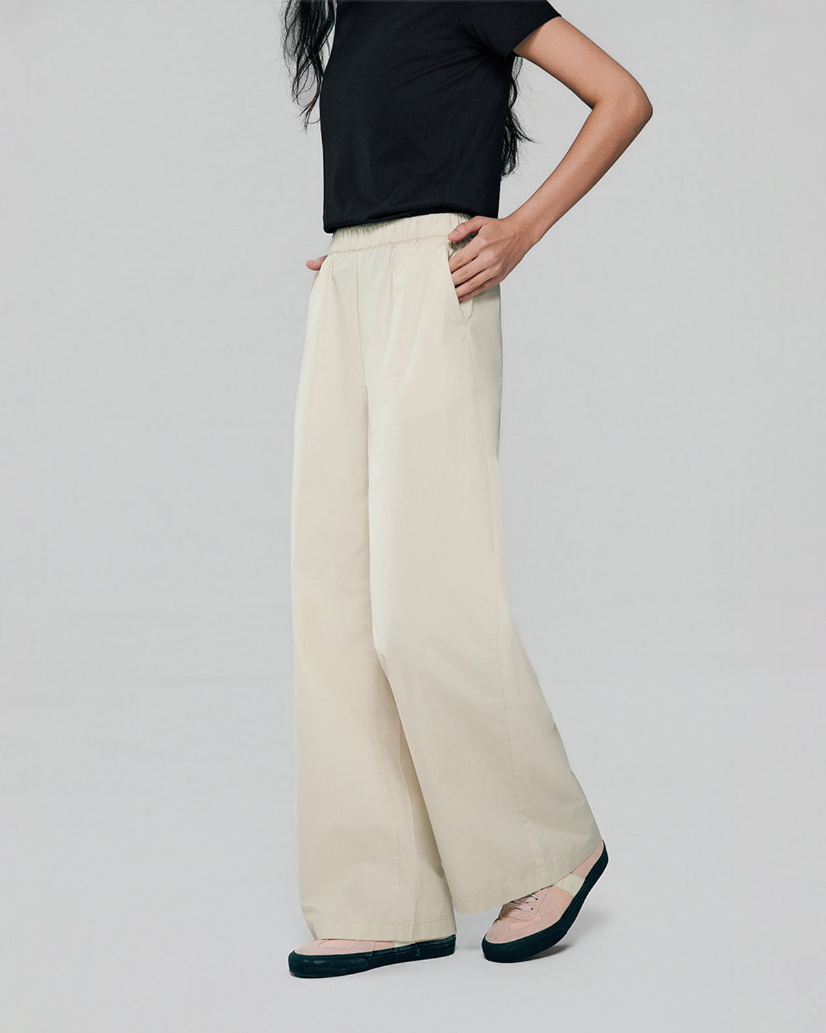 Women High Waist Wide Leg Elastic Waist Pants - Image 3