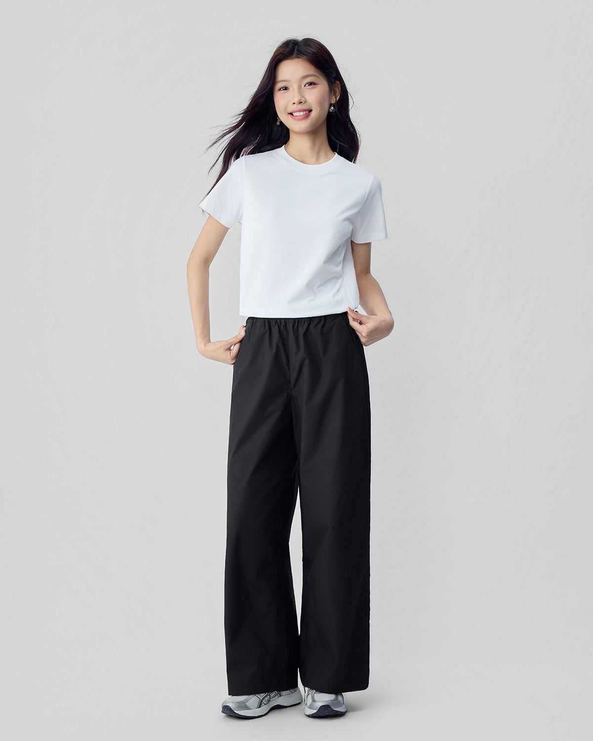 Women High Waist Wide Leg Elastic Waist Pants - Image 1