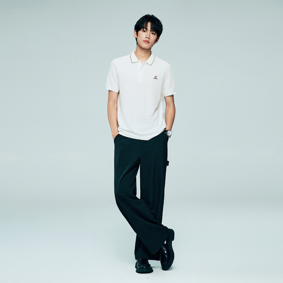 Men's Regular Embroidery Solid Polo - Image 2