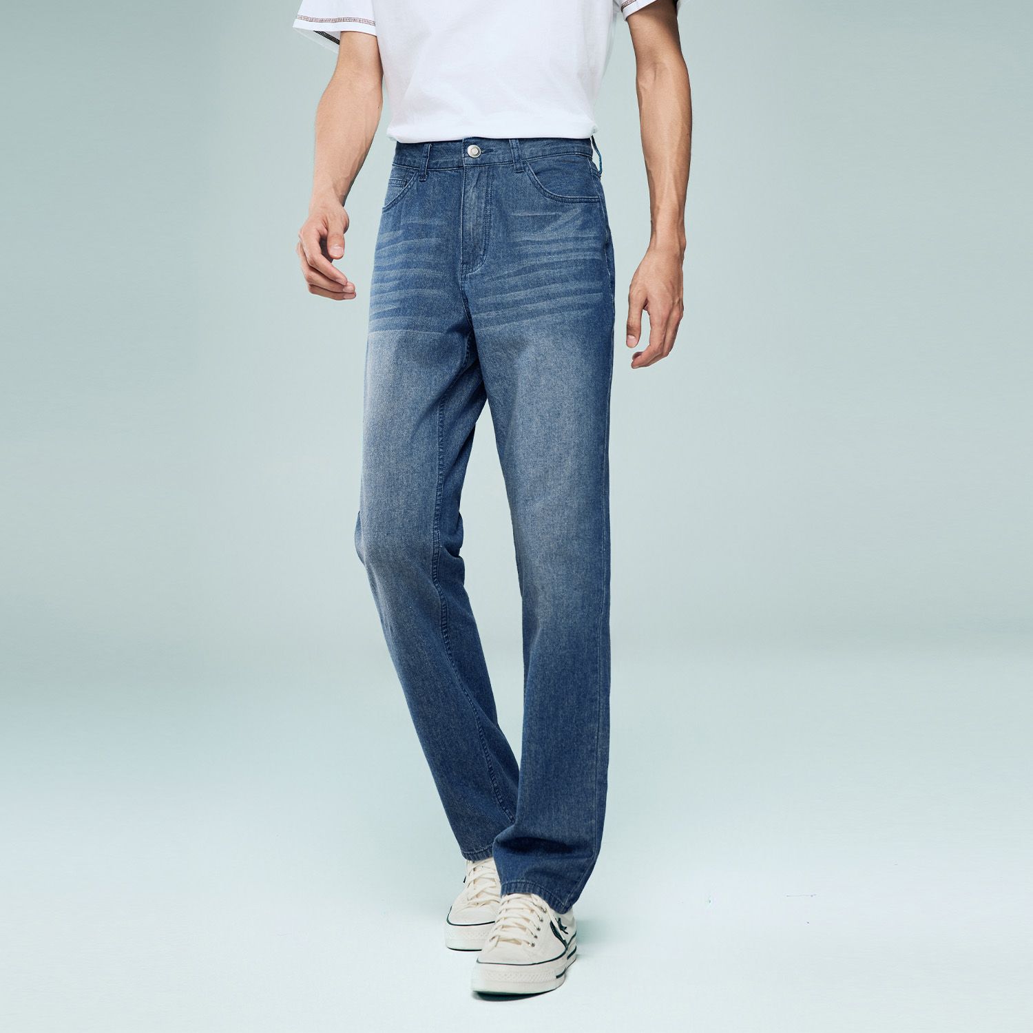 Men's Denim Mid Rise Slim Zipper Jeans - Image 1