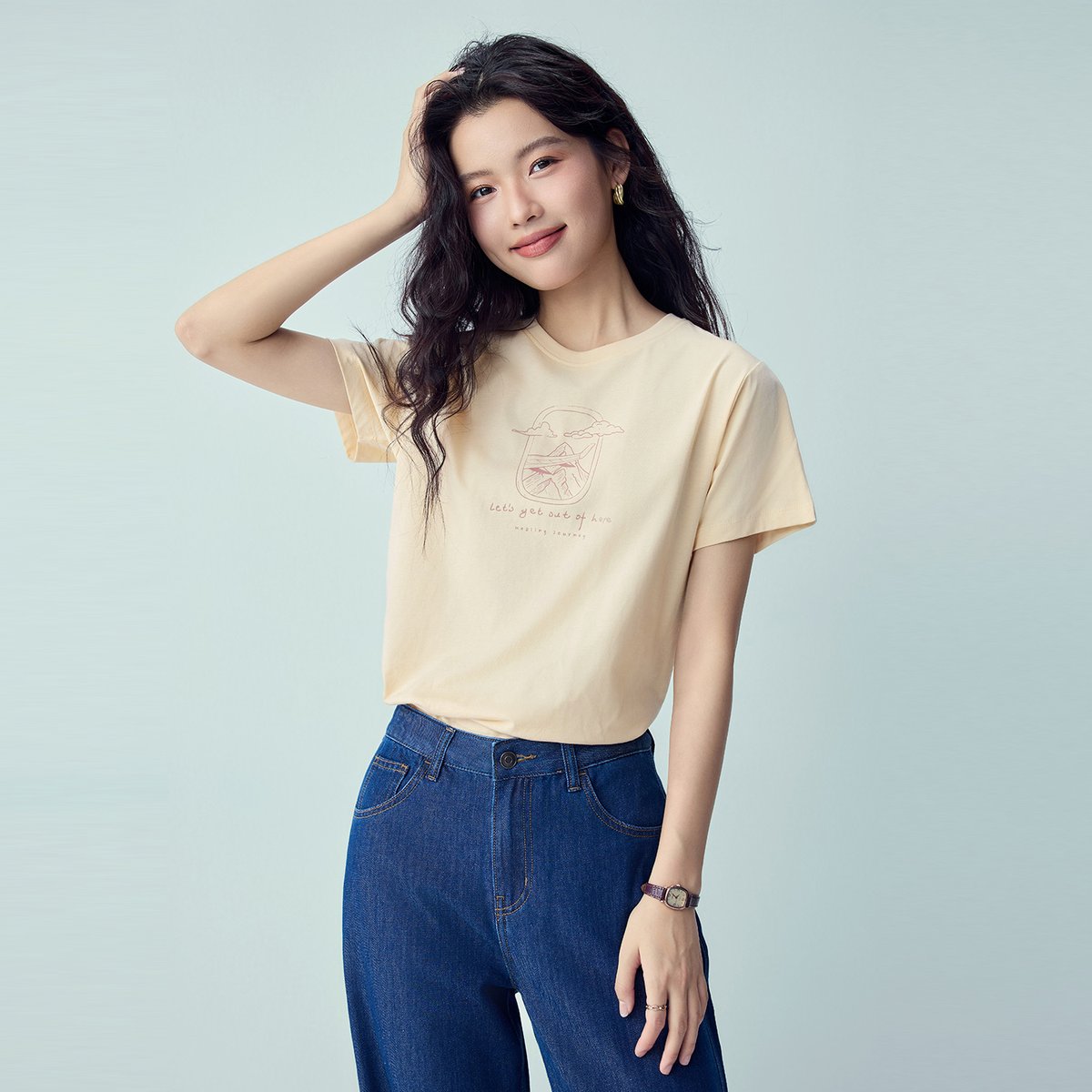 Women’s Crew‑Neck Short‑Sleeve Regular Fit Printed Tee - Image 1