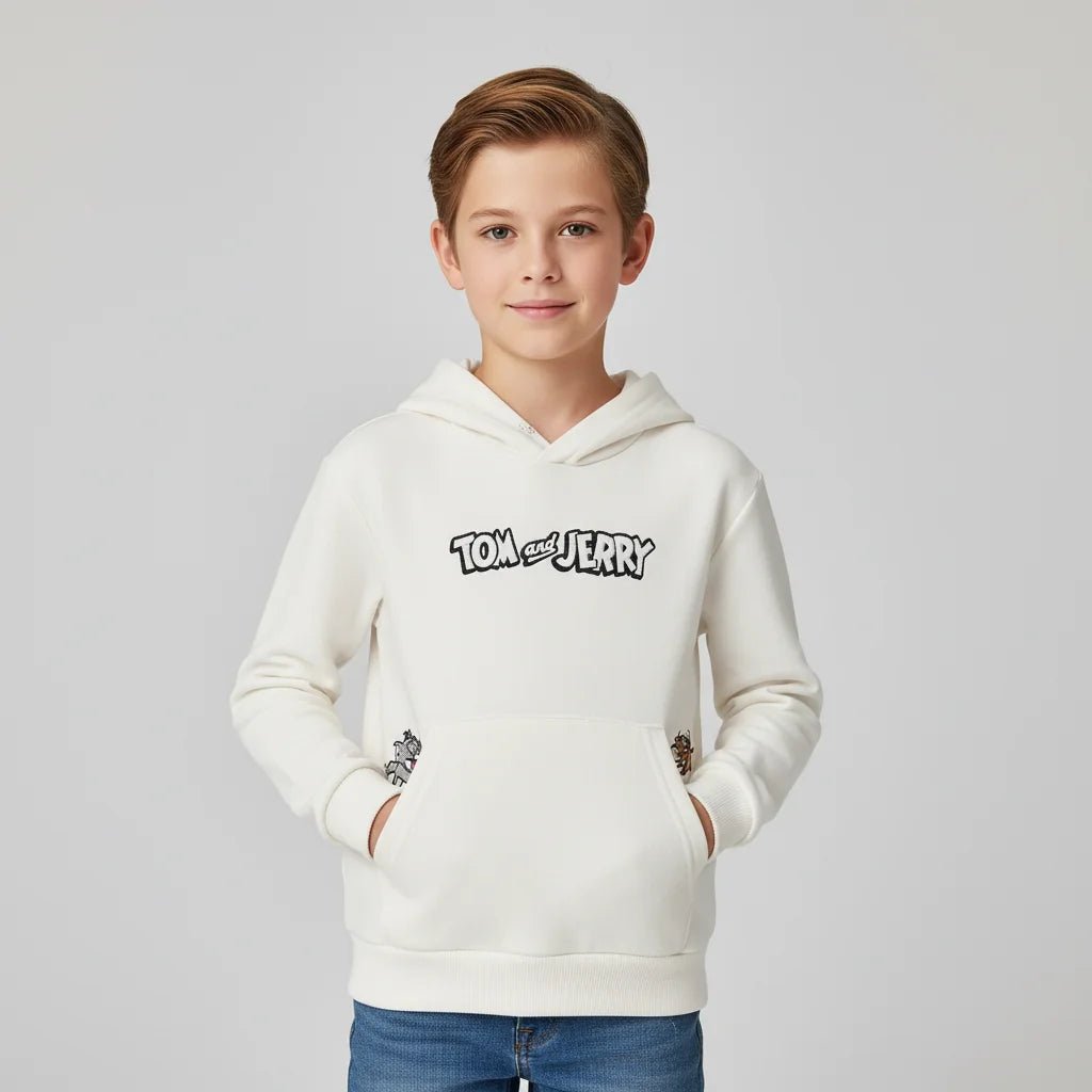 Junior French Terry Crew Neck Relaxed Sweatshirt – Tom & Jerry - White - Giordano Online