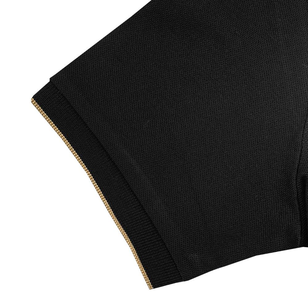 Junior Pique Woven Collar Short Sleeve Slim Fit - Black - Giordano Online