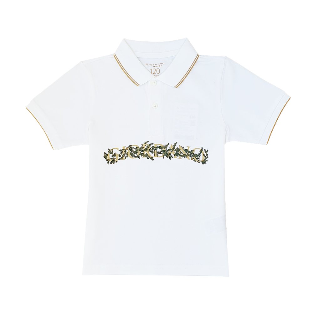 Junior Pique Woven Collar Short Sleeve Slim Fit - White - Giordano Online