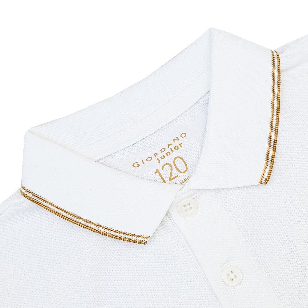 Junior Pique Woven Collar Short Sleeve Slim Fit - White - Giordano Online