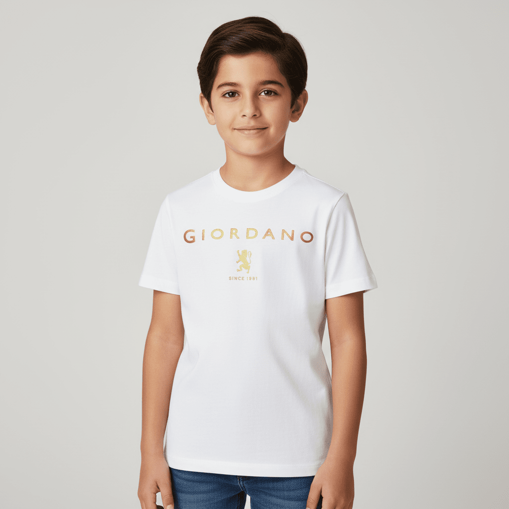 Junior Regular Fit Cotton Print T-Shirt - White - Giordano Online
