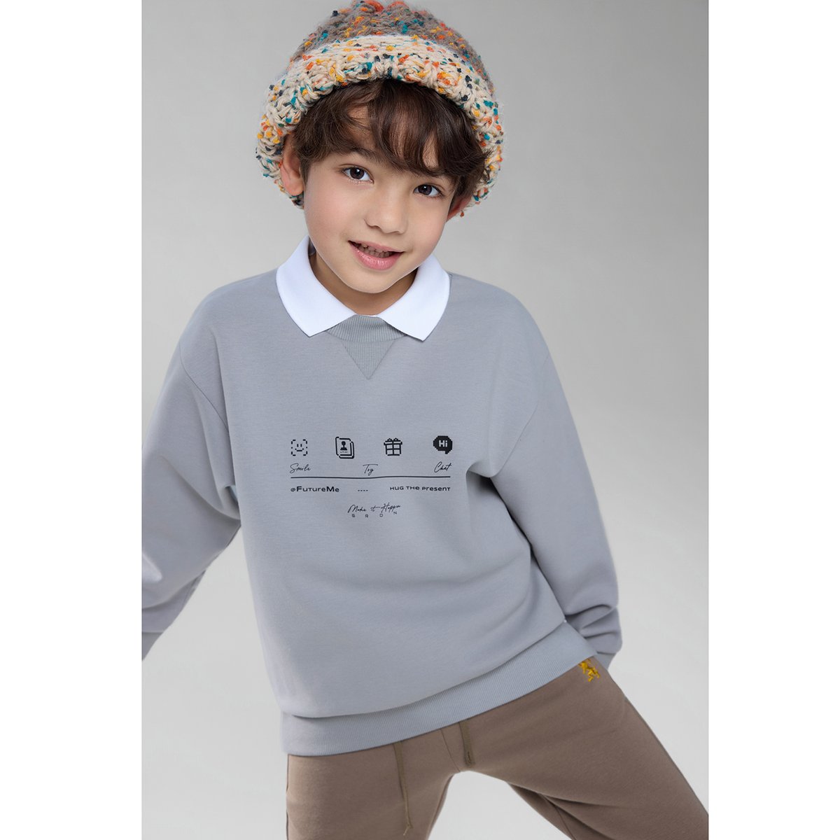 Junior's Interlock Crew Neck Relaxed Print Sweatshirt - Giordano Online