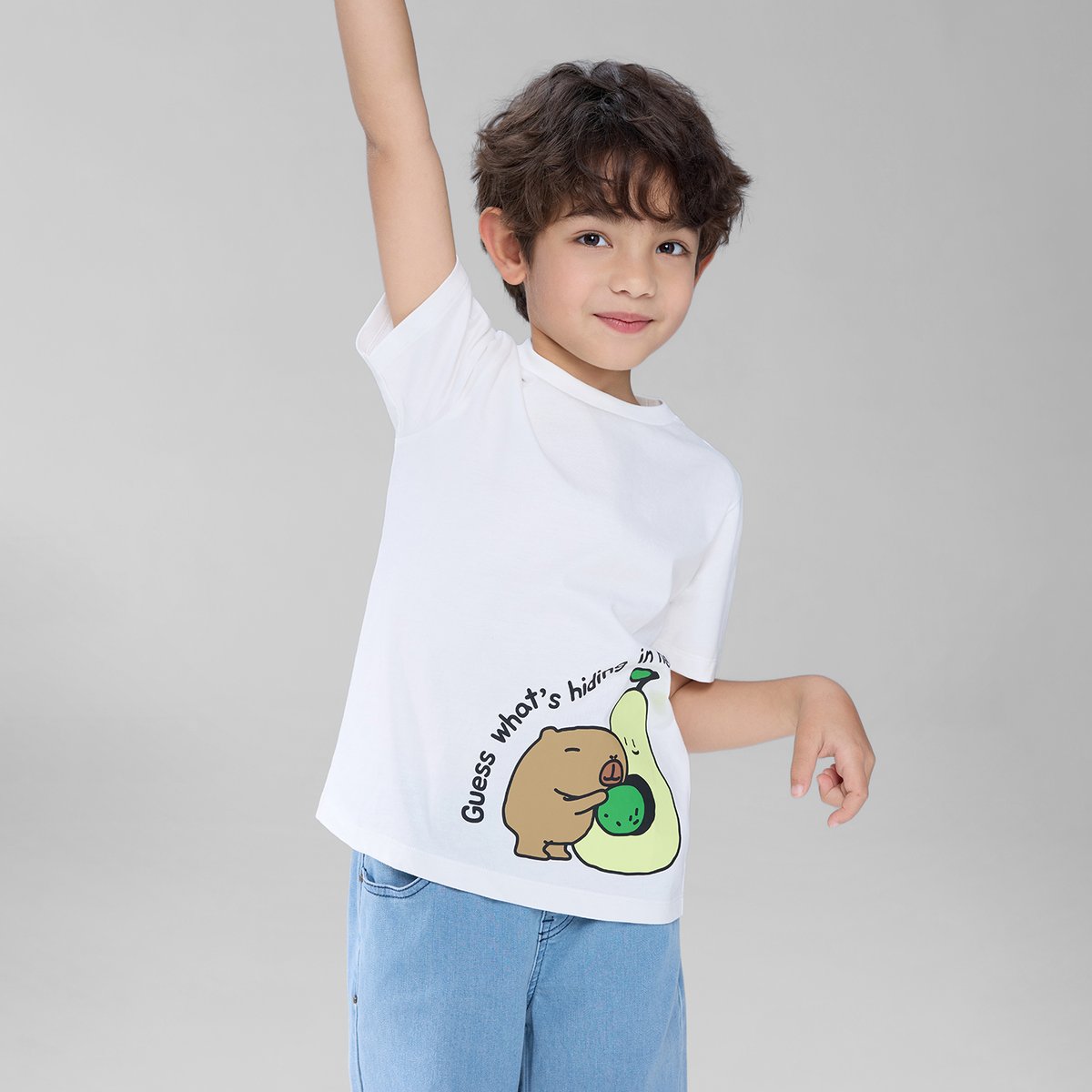 Junior's Jersey Crew Neck Regular Print Tee - White - Giordano Online