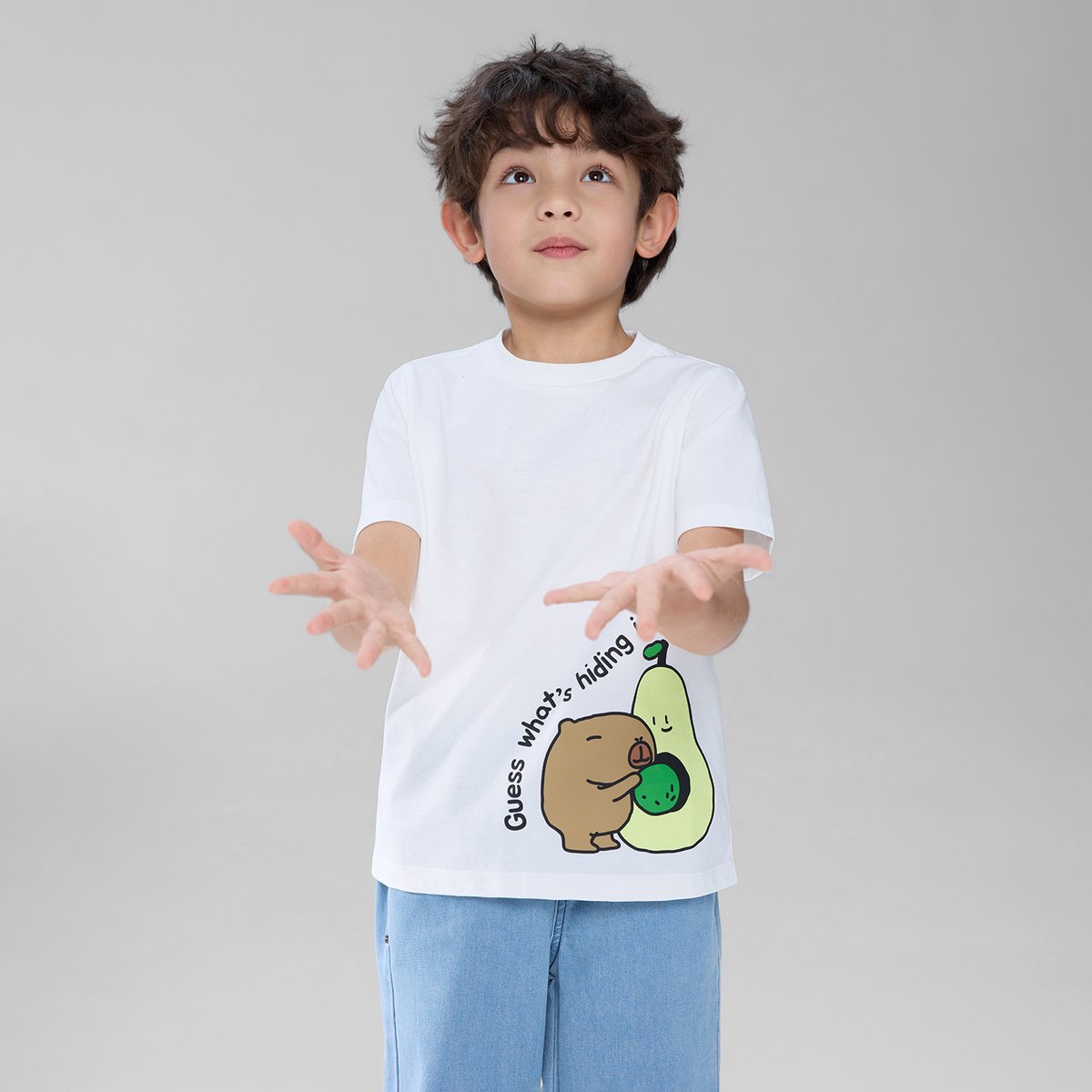 Junior's Jersey Crew Neck Regular Print Tee - White - Giordano Online