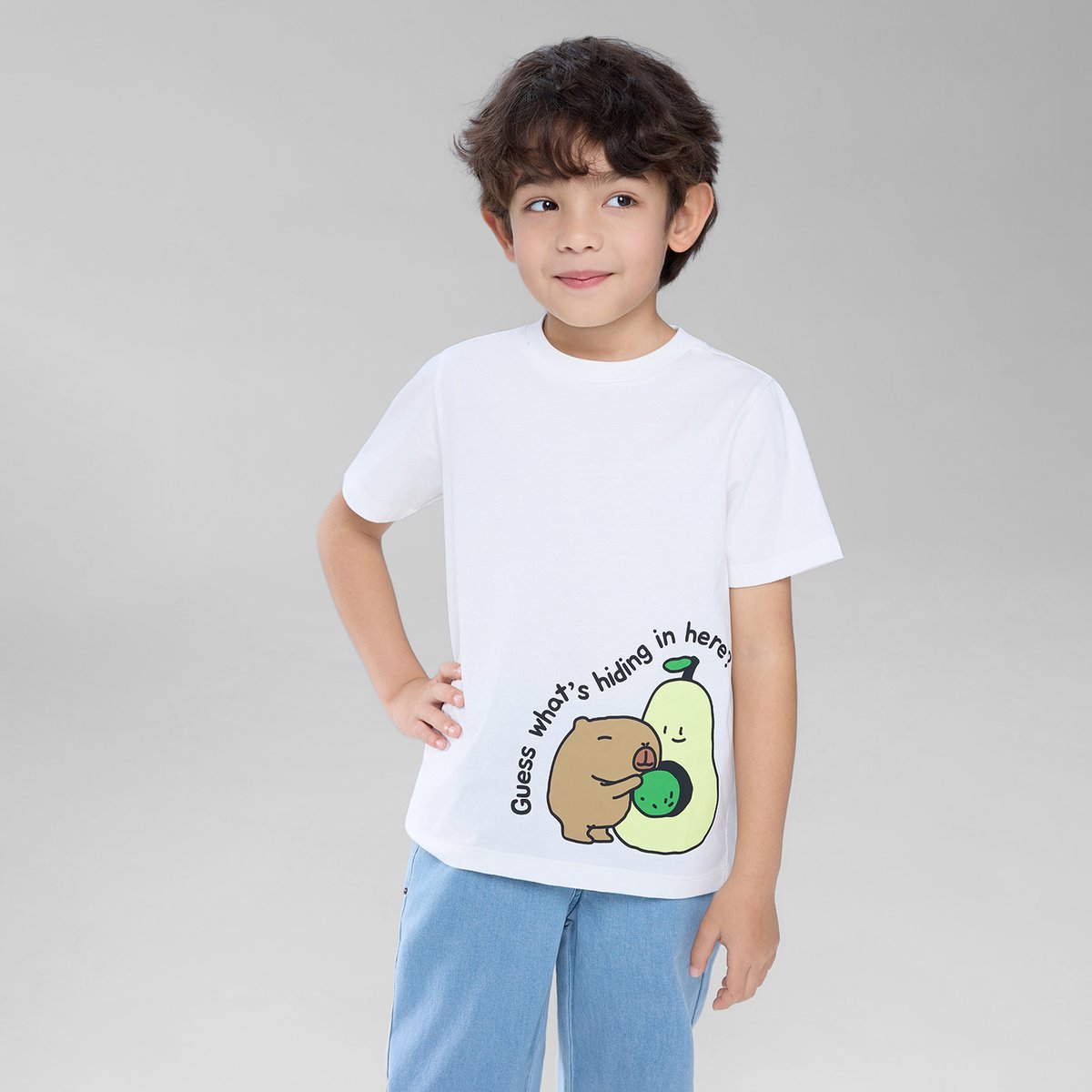 Junior's Jersey Crew Neck Regular Print Tee - White - Giordano Online