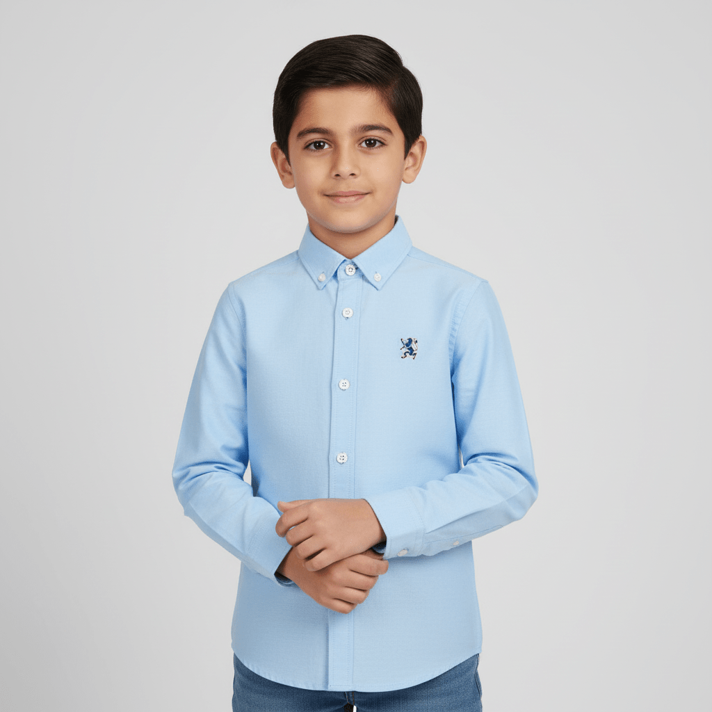 Junior's Regular Fit Embroidered Oxford Shirt - Giordano Online