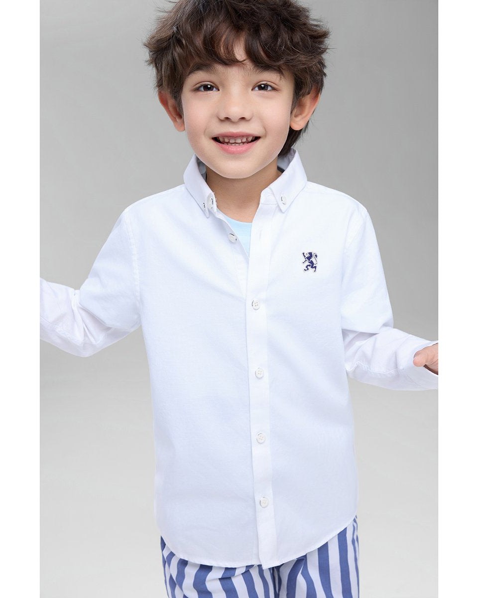 Junior's Regular Fit Embroidered Oxford Shirt - Giordano Online