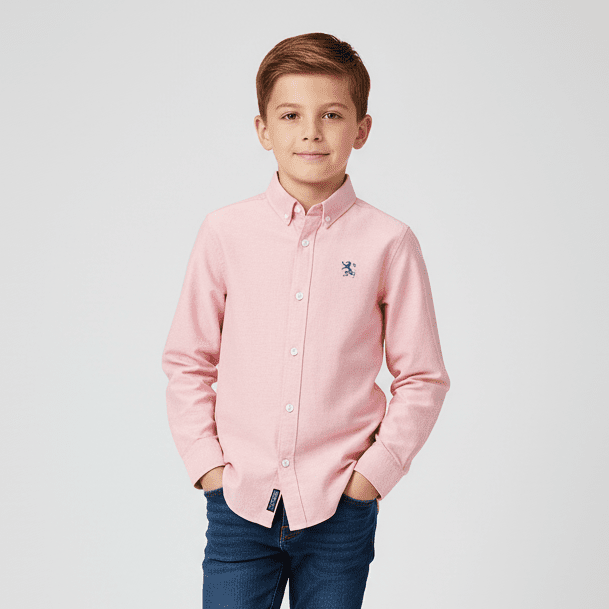 Junior's Regular Fit Oxford Shirt - Orange - Giordano Online