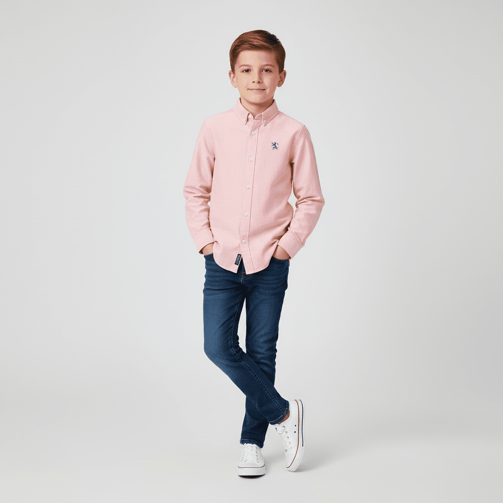 Junior's Regular Fit Oxford Shirt - Orange - Giordano Online