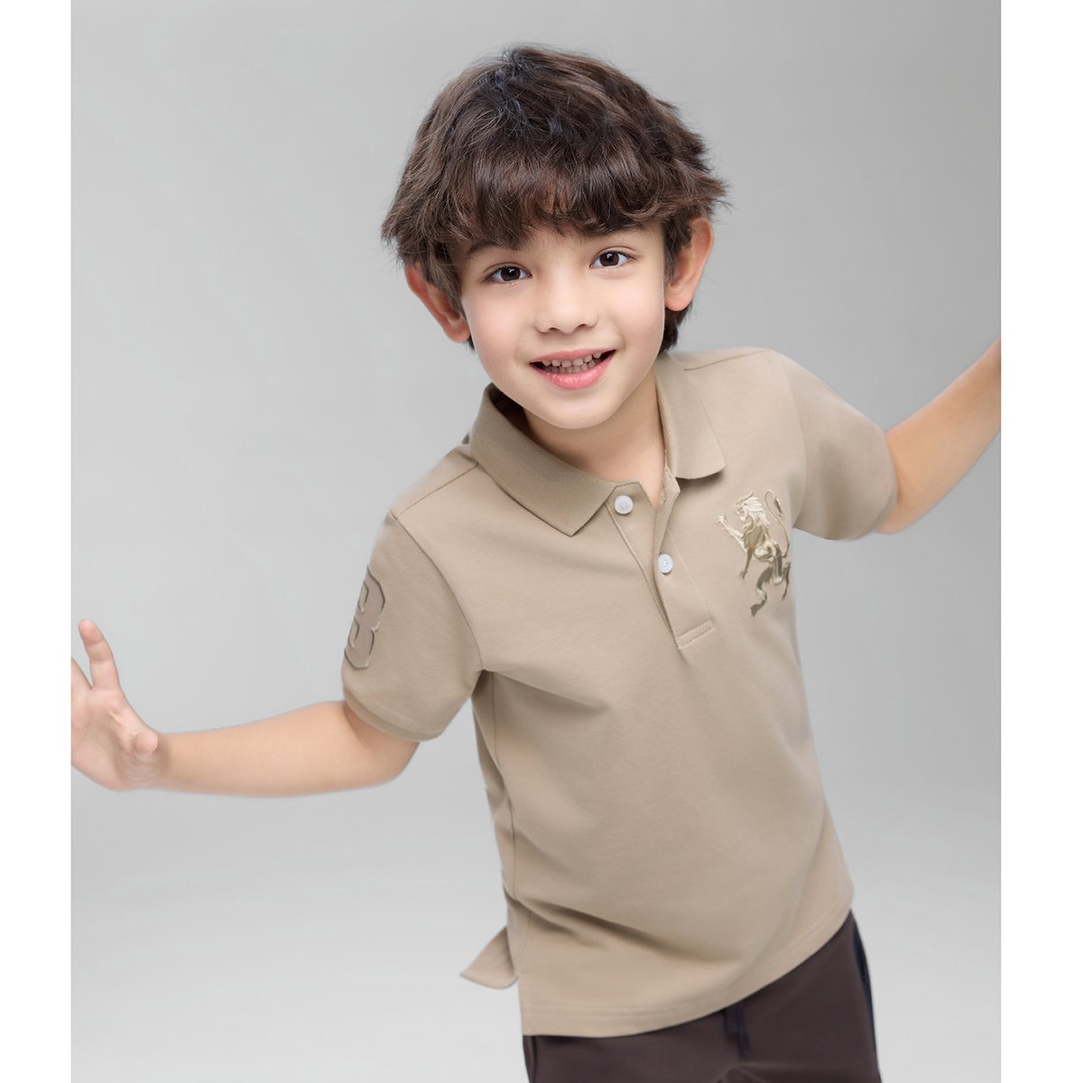 Junior's Slim Fit Lion Embroidered Cotton Polo - Giordano Online