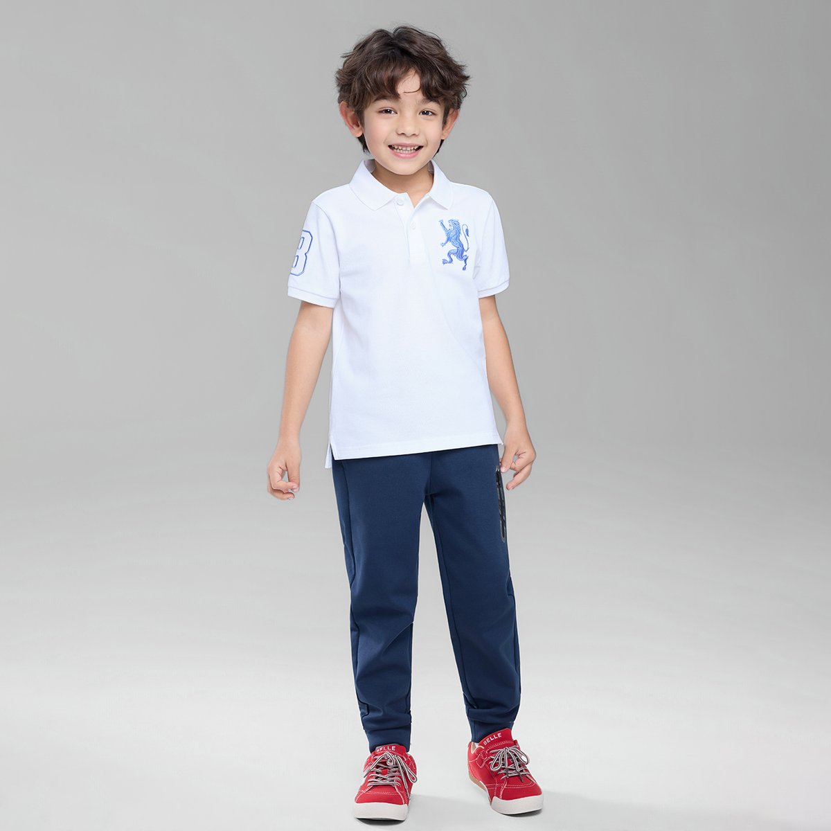 Junior's Slim Fit Lion Embroidered Cotton Polo - Giordano Online