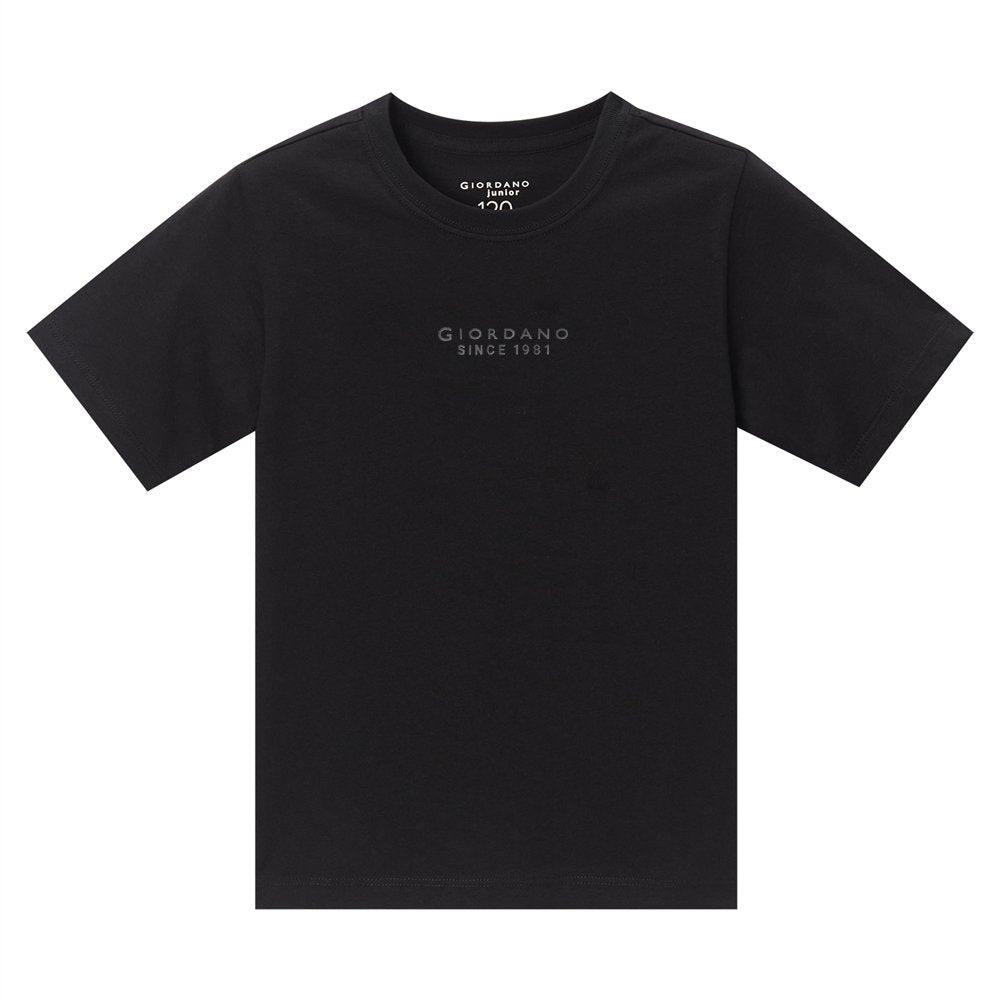 Kid's Cotton Jersey Crew Neck Printed Short Sleeve Tee - Black - Giordano Online