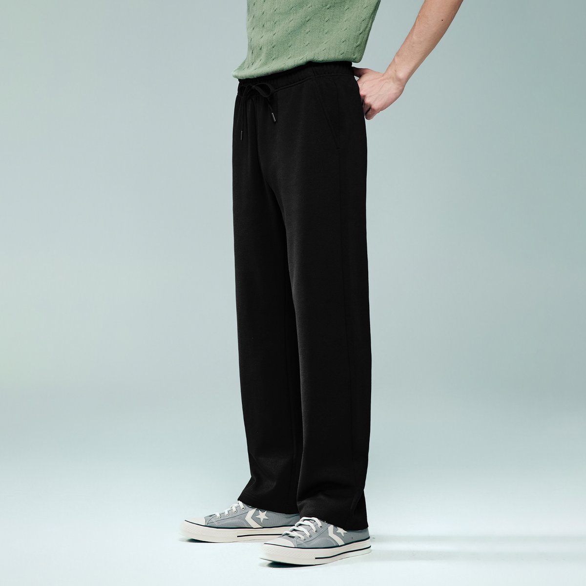 Men Mid‑Rise Regular Fit Elastic Waist Pants - Giordano Online