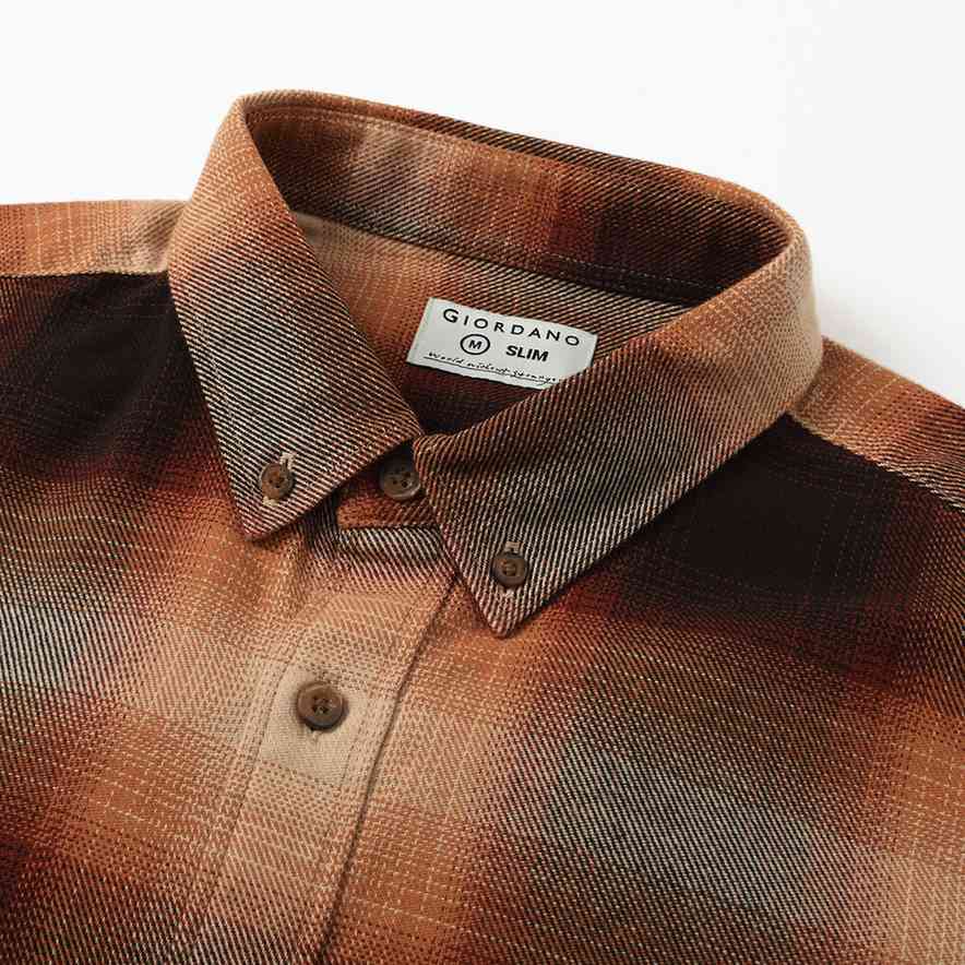 Men's Basket Weave Full Opening Long Sleeve Shirt - Giordano