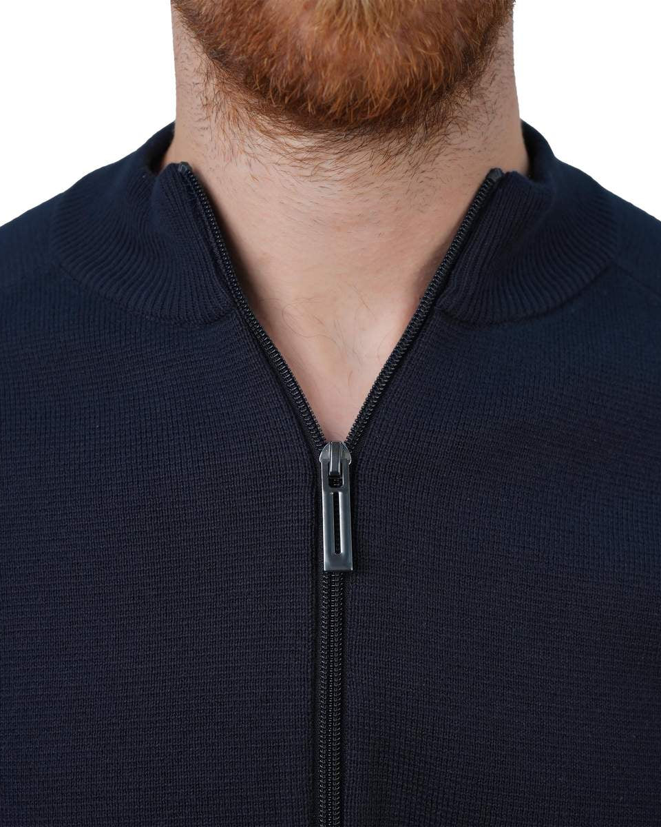 Men's Cotton - Acrylic Texture Stitch Mock Neck Raglan Cardigan - Giordano Online