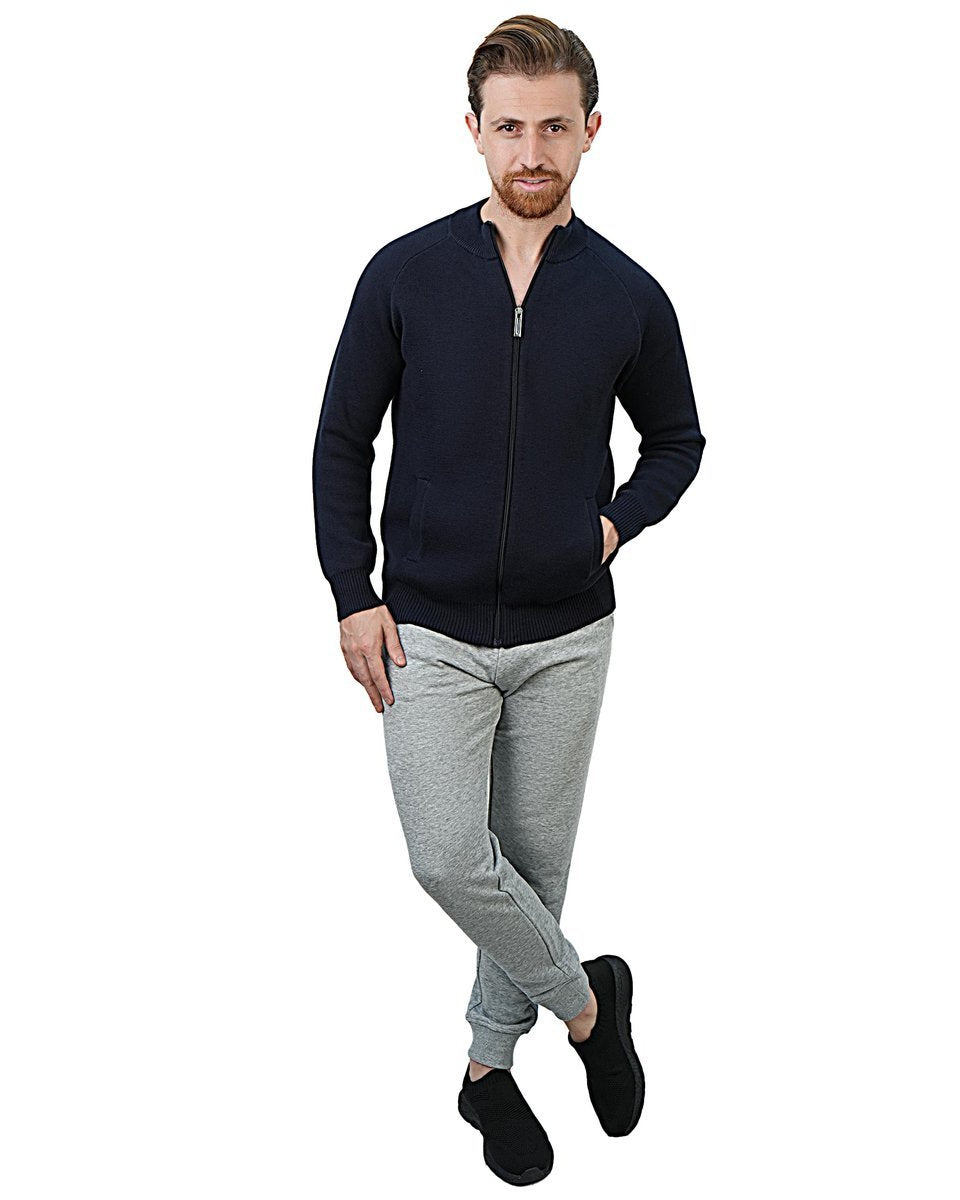 Men's Cotton - Acrylic Texture Stitch Mock Neck Raglan Cardigan - Giordano Online