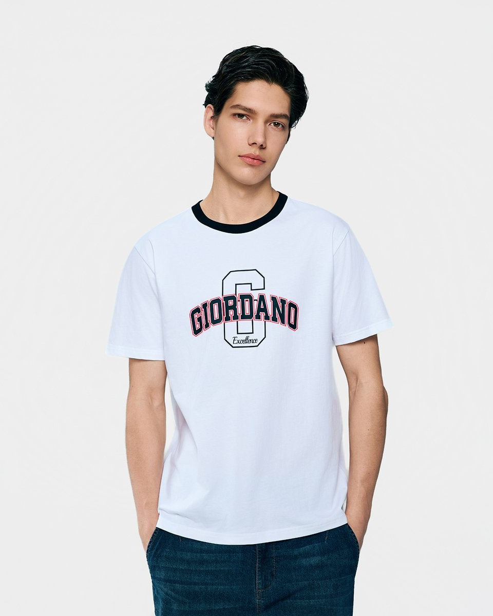 Men's Cotton Crew Neck Slim Fit Print T-Shirt - Giordano Online
