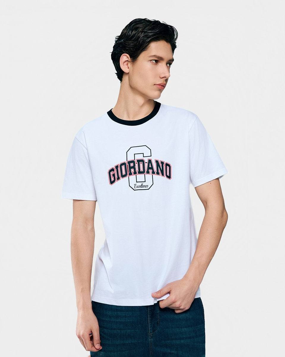 Men's Cotton Crew Neck Slim Fit Print T-Shirt - Giordano Online
