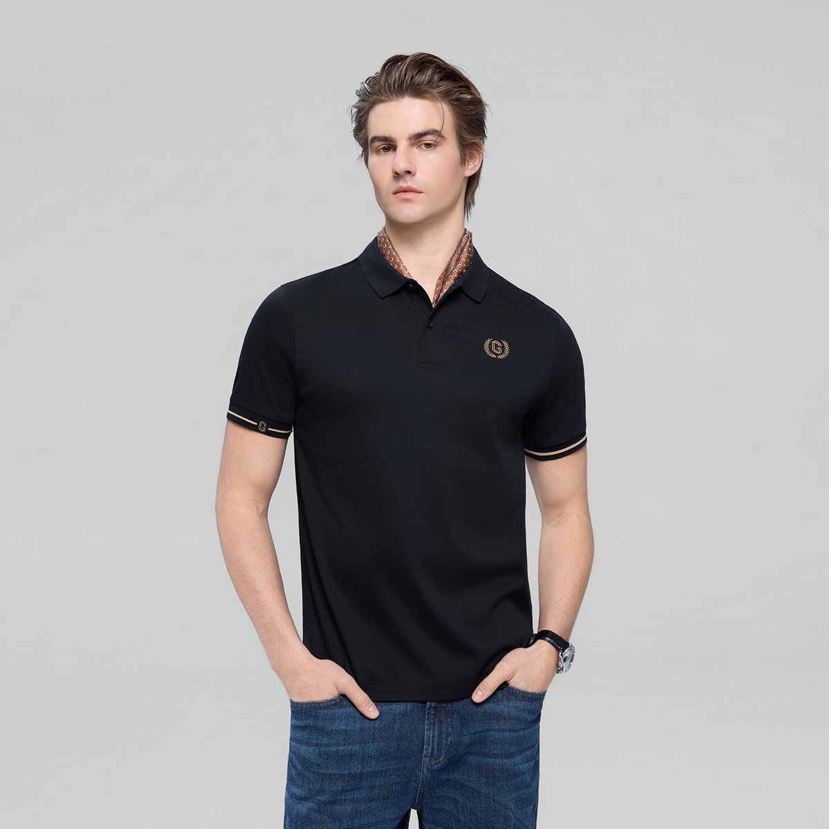Men's Cotton Interlock Slim Fit Liquid Touch Embroidery Polo - Giordano Online