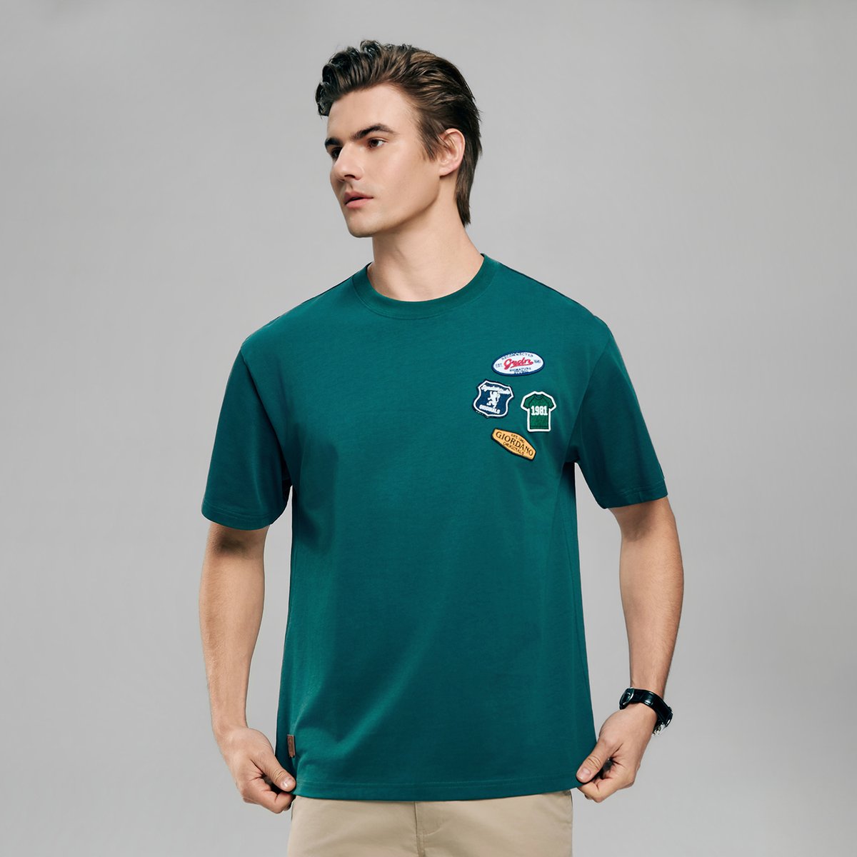 Men's Cotton Jersey Crew Neck Short Sleeve Relaxed Print Tee - Giordano Online