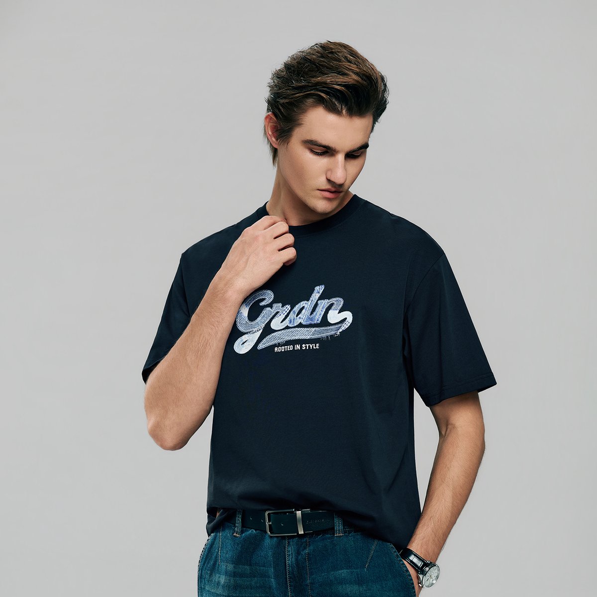 Men's Cotton Jersey Crew Neck Short Sleeve Relaxed Print Tee - Giordano Online