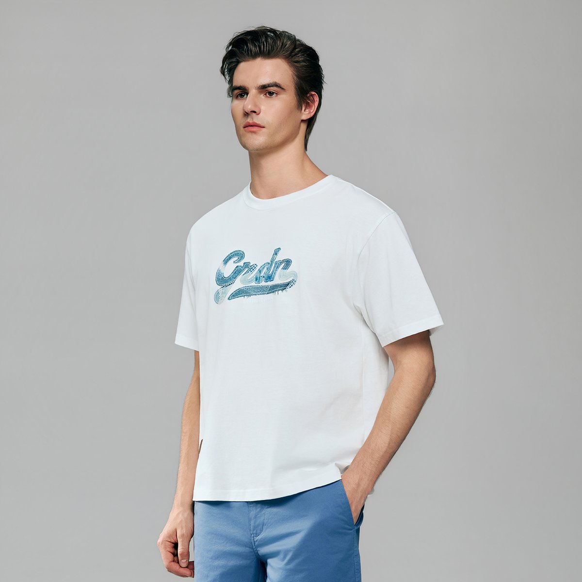 Men's Cotton Jersey Crew Neck Short Sleeve Relaxed Print Tee - Giordano Online