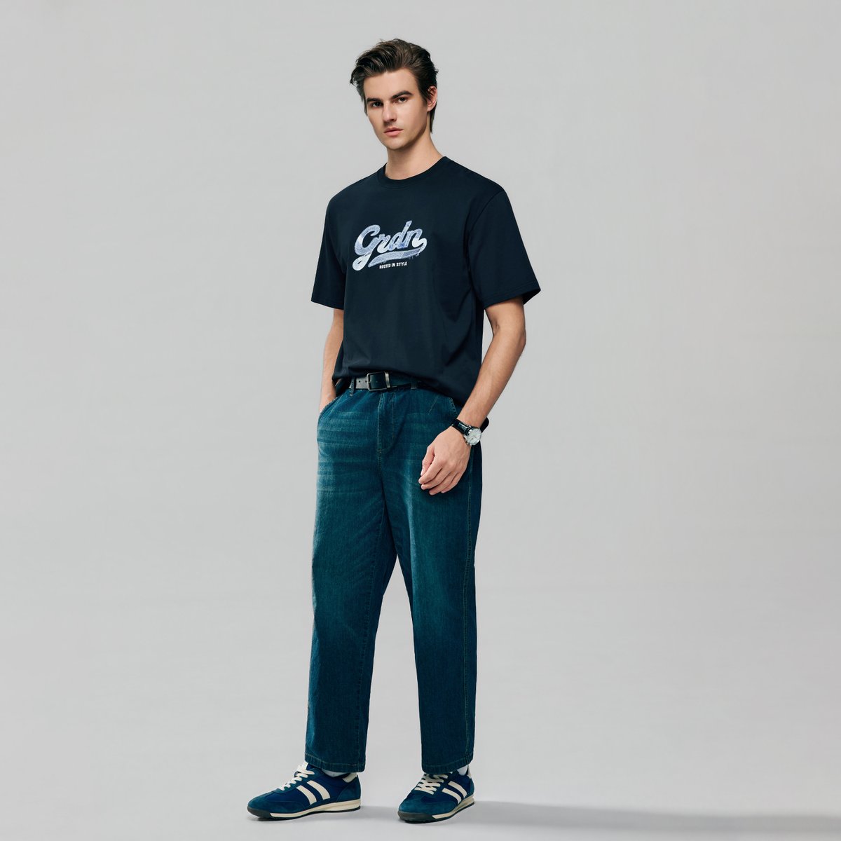 Men's Cotton Jersey Crew Neck Short Sleeve Relaxed Print Tee - Giordano Online