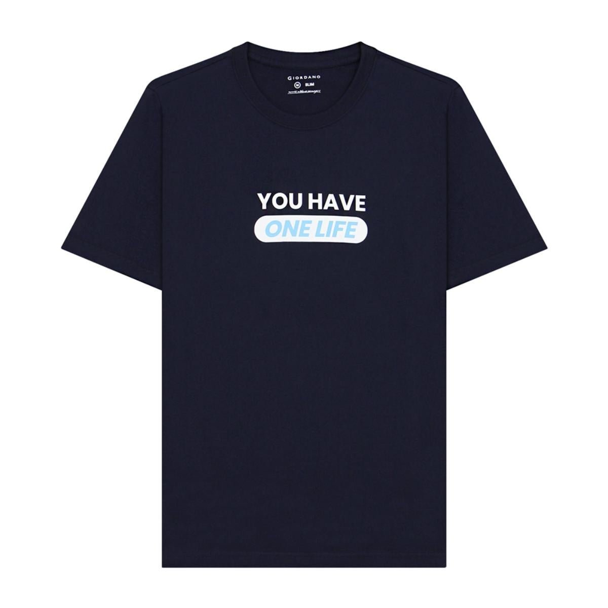 Men's Cotton Jersey Crew Neck Slim Fit Message Print Tee - Giordano