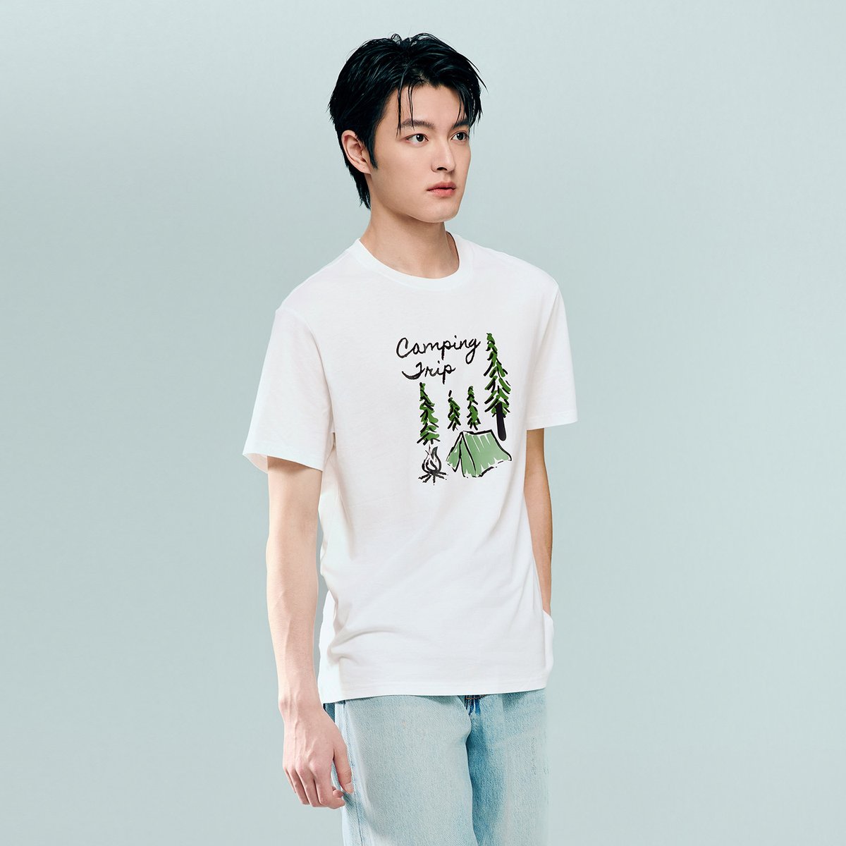 Men's Cotton Jersey Crew‑Neck Print Tee - Giordano Online