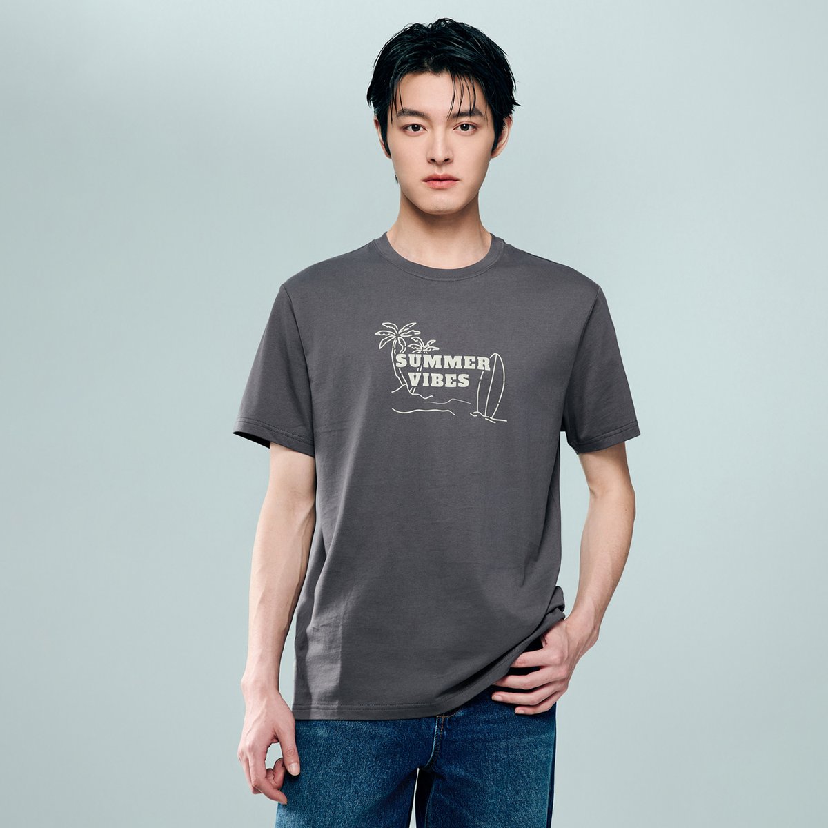 Men's Cotton Jersey Crew‑Neck Print Tee - Giordano Online